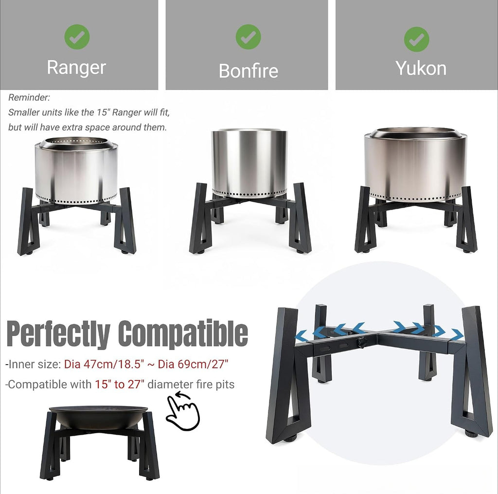 Stainless Steel Adjustable Fire Pit Stand 15‑27"