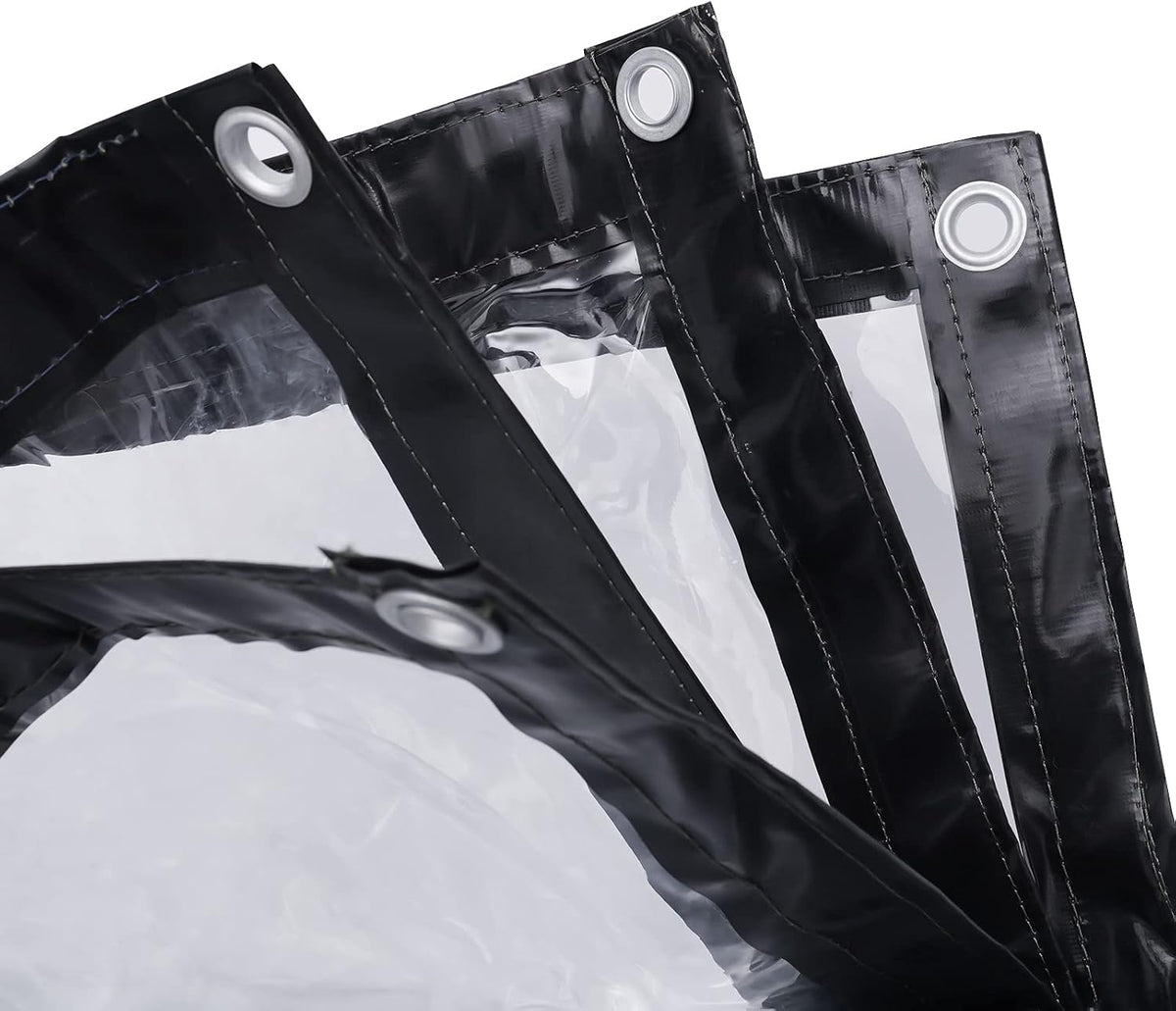 8×20FT Black Roll‑Up Clear Patio Enclosure