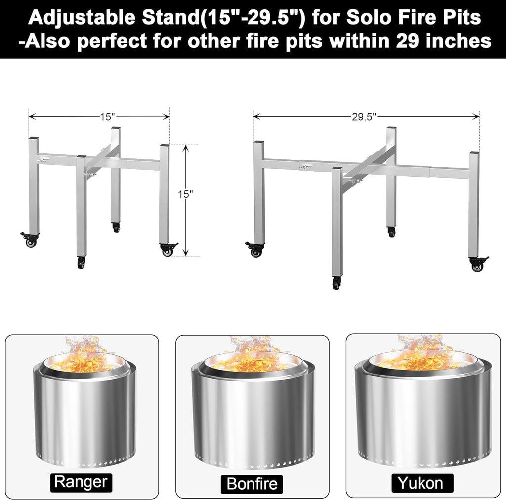 Adjustable Fire Pit Stand with Wheels 15‑27 Inch