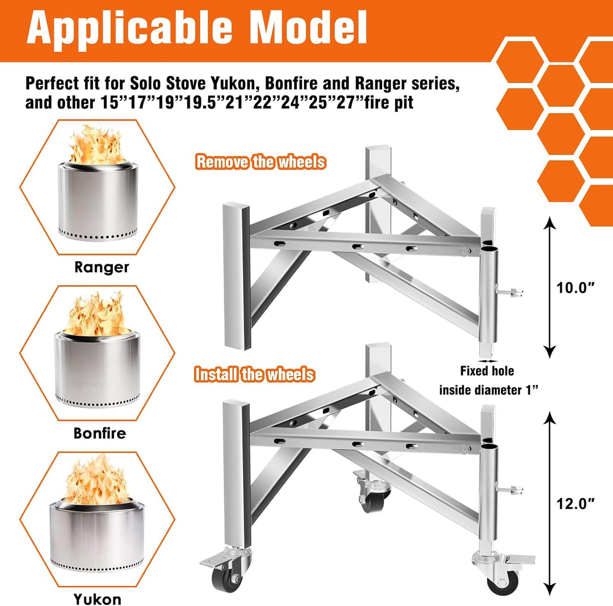 Stainless Steel Fire Pit Stand 15‑27 Inch