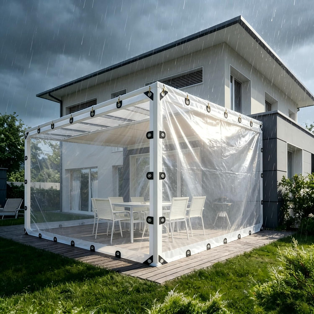 9×12FT Heavy‑Duty PE Clear Tarp with Grommets