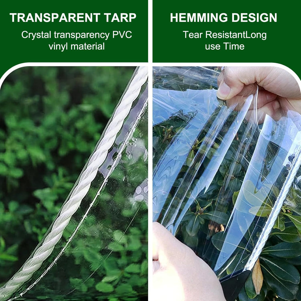 6×20FT Heavy‑Duty PVC Clear Tarp with Grommets