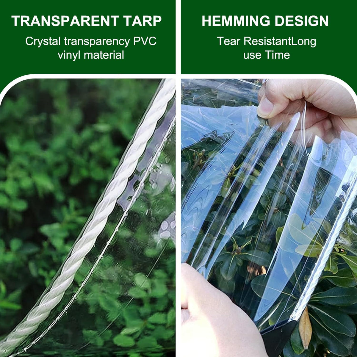 6×20FT Heavy‑Duty PVC Clear Tarp with Grommets