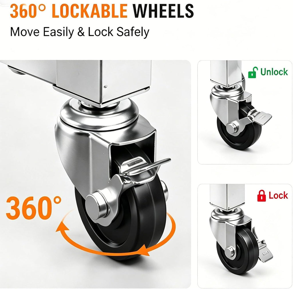 16–23" Adjustable Fire Pit Stand with Locking Wheels