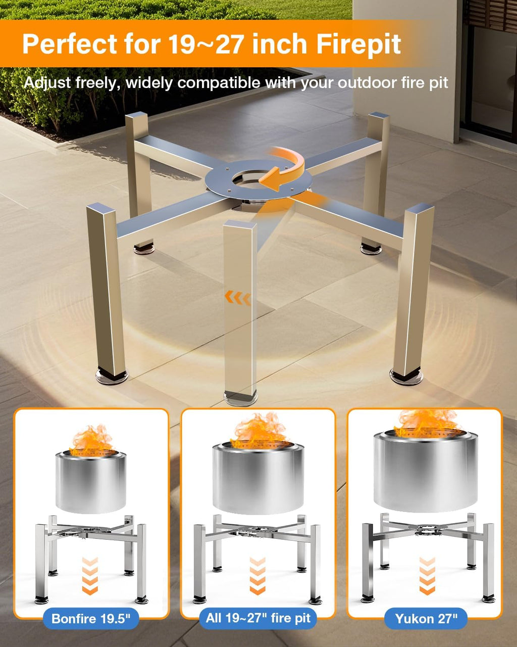 Adjustable Fire Pit Stand 19‑27 Inch