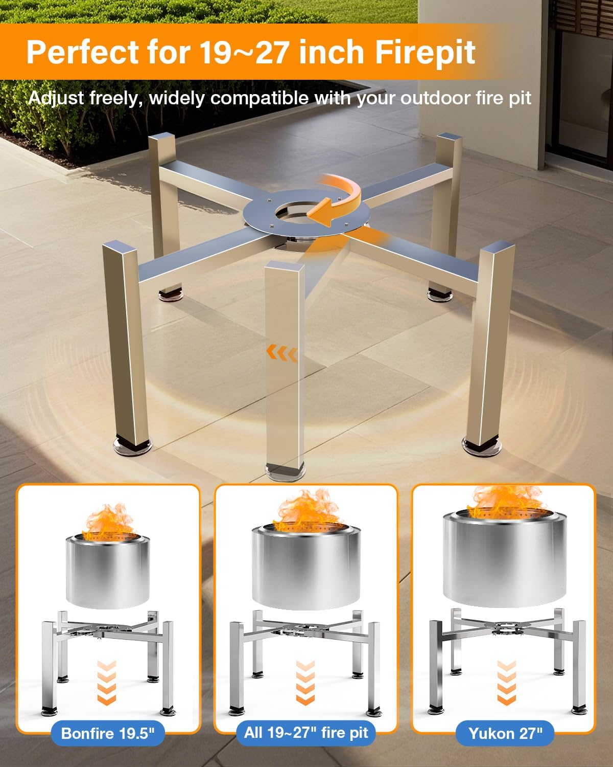 Adjustable Fire Pit Stand 19‑27 Inch