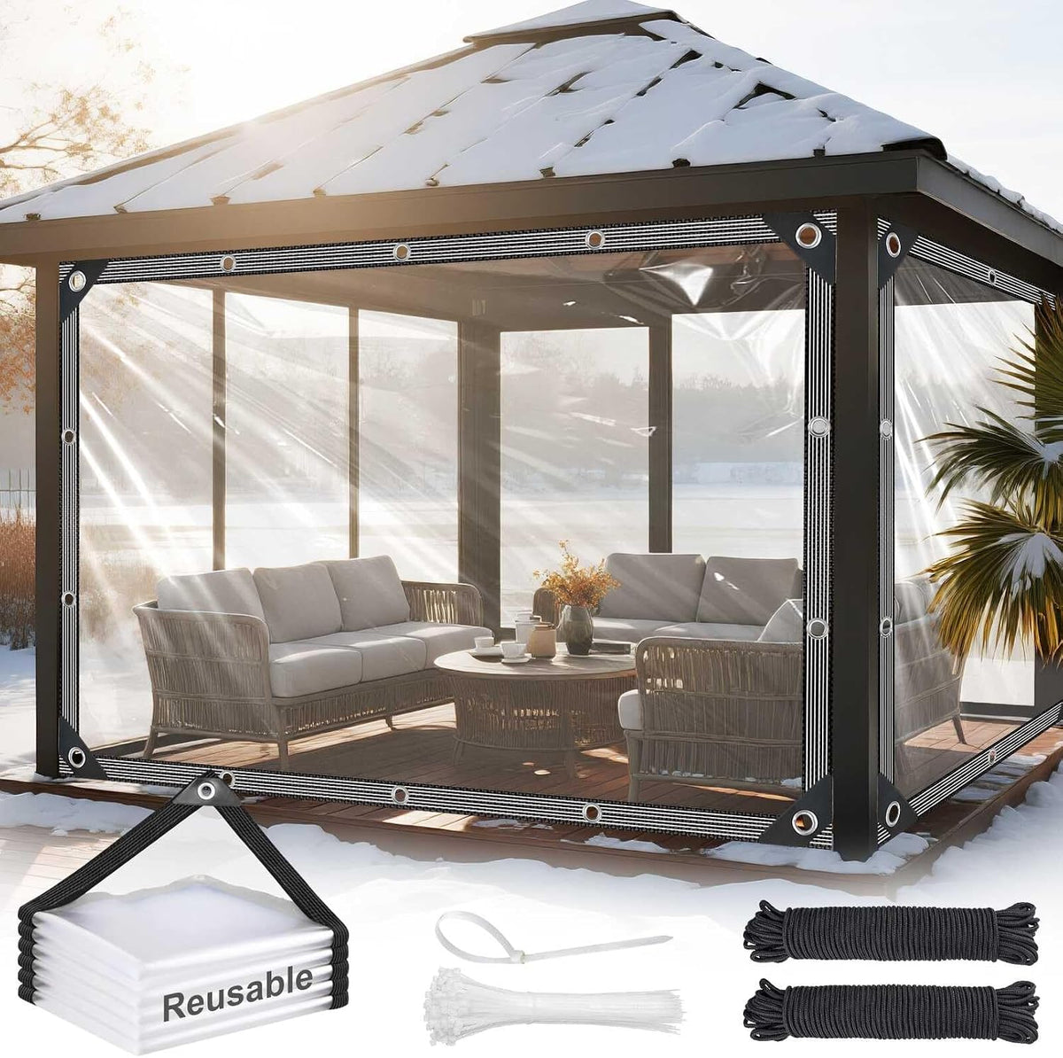 14 Mil Heavy‑Duty Clear Vinyl Tarp with Grommets