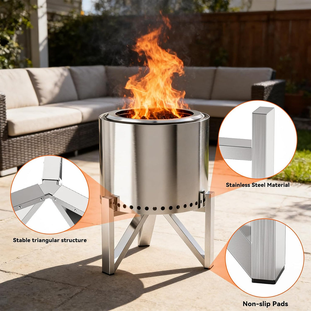 Stainless Steel Fire Pit Support Stand 15" & 19.5"