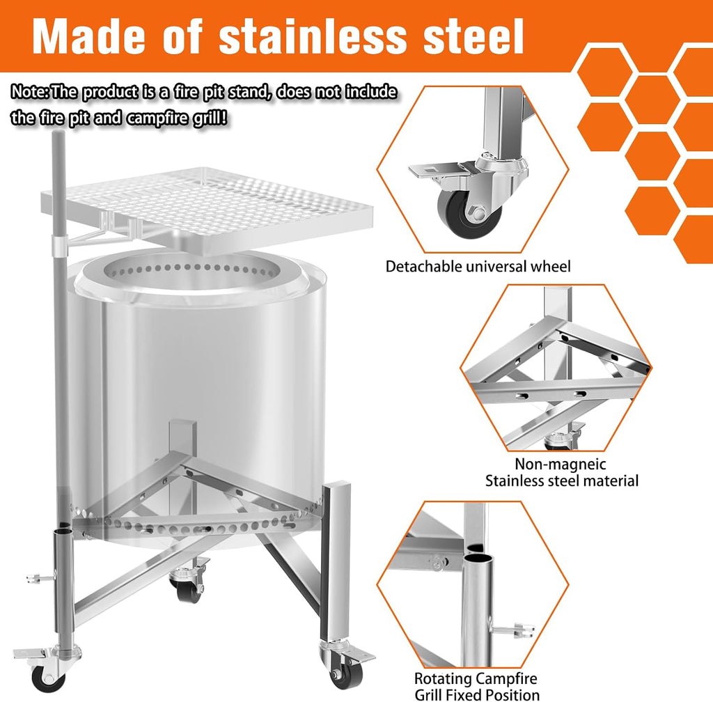 Stainless Steel Fire Pit Stand 15‑27 Inch
