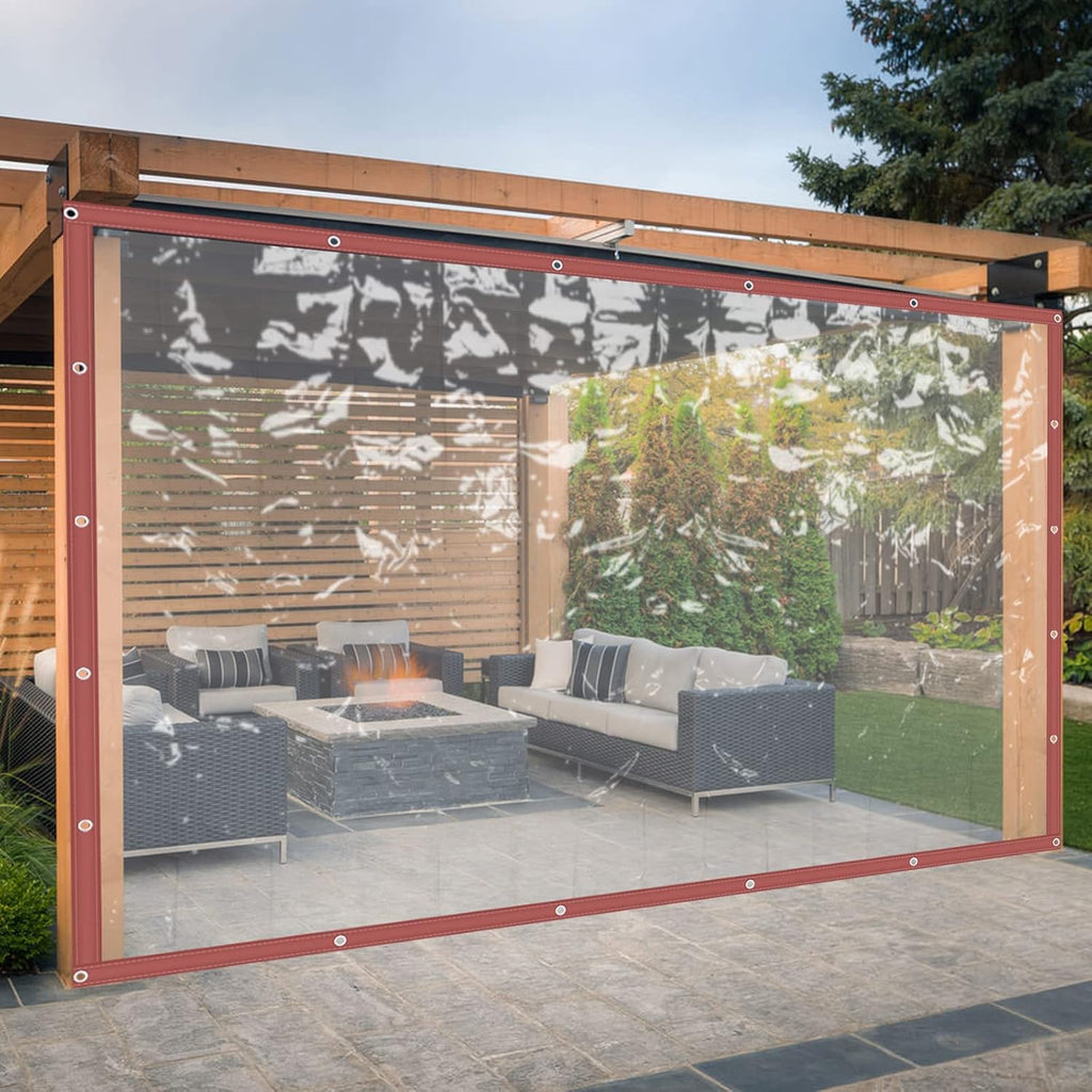 0.5mm Clear Roll‑Up Patio Curtains 16×8ft