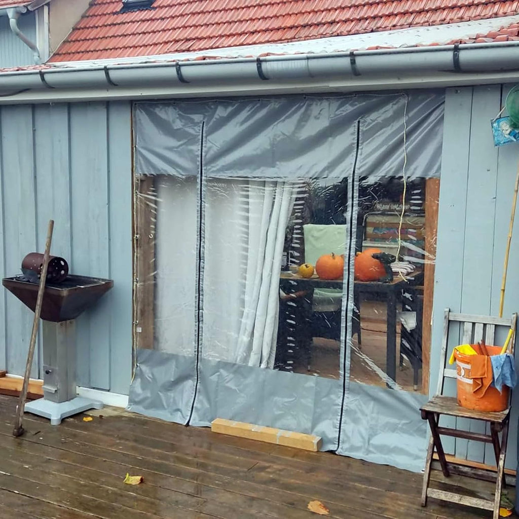 12'×8' Transparent Vinyl Pergola Side Panel with Zipper