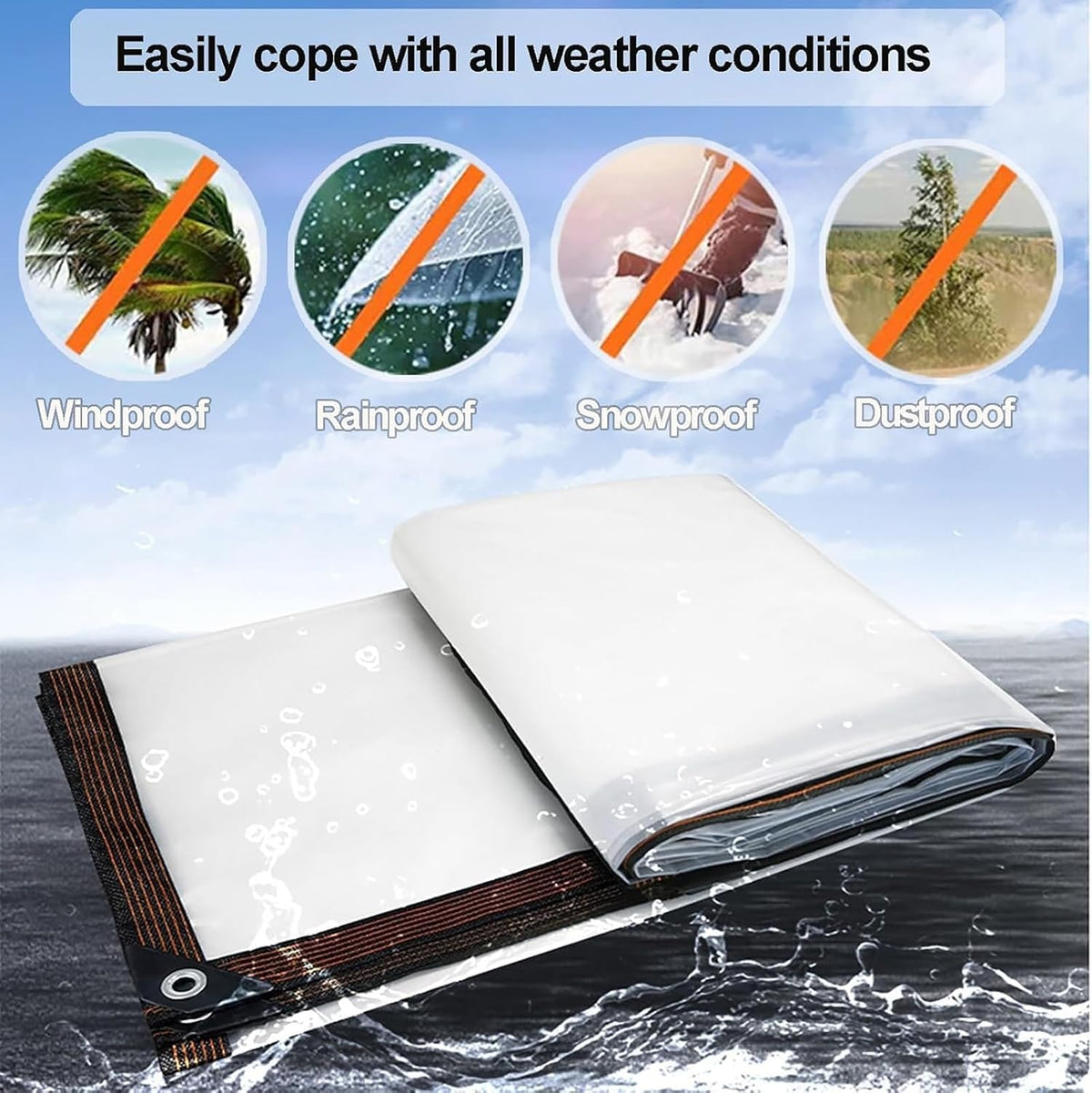 8×13FT Heavy‑Duty Clear Tarp with Grommets