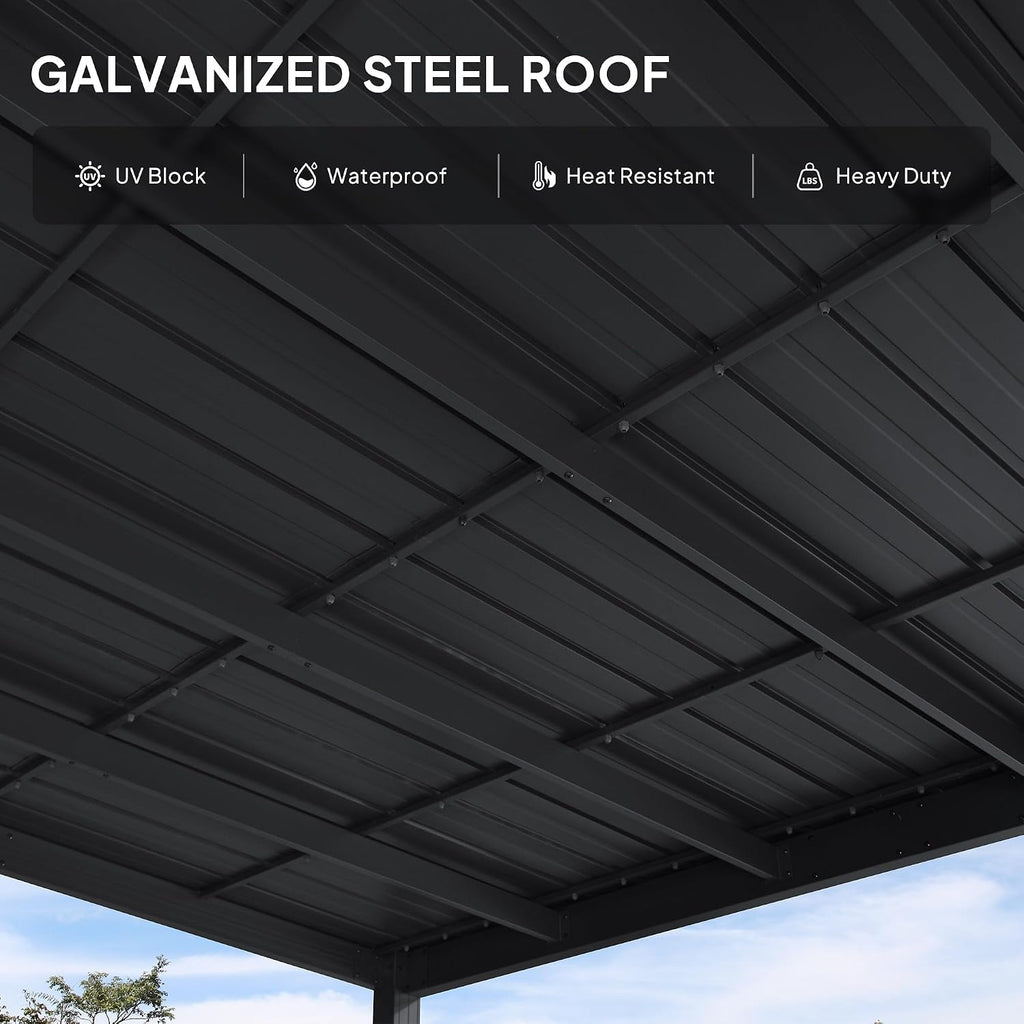 10'×12' Gray Wall‑Mounted Lean‑to Gazebo
