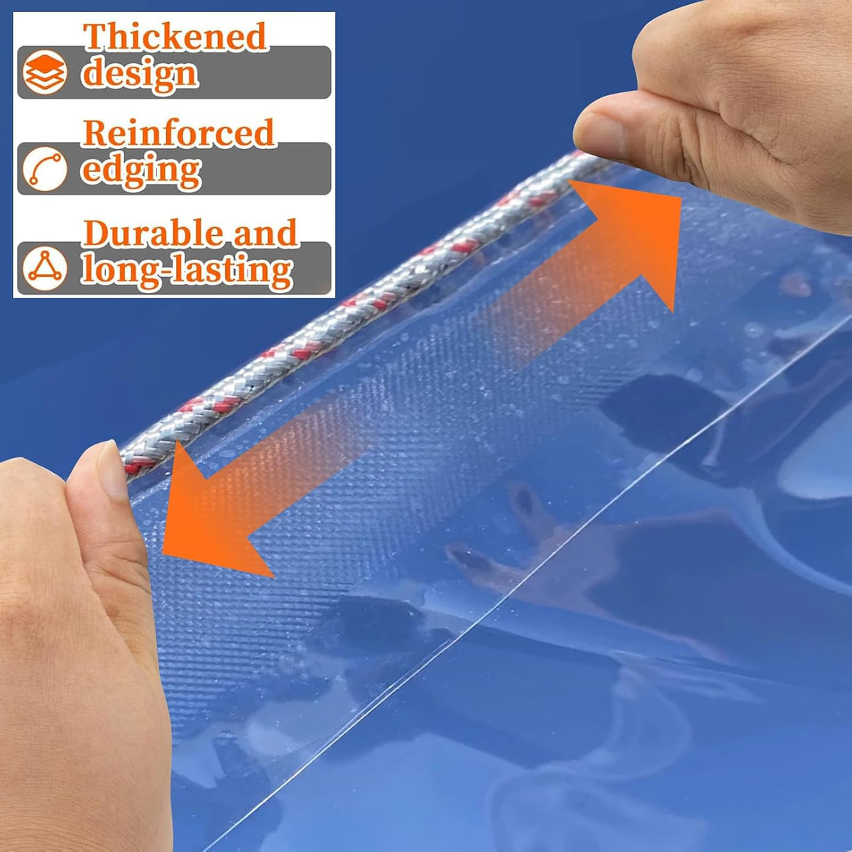 9×12FT Heavy‑Duty PE Clear Tarp with Grommets