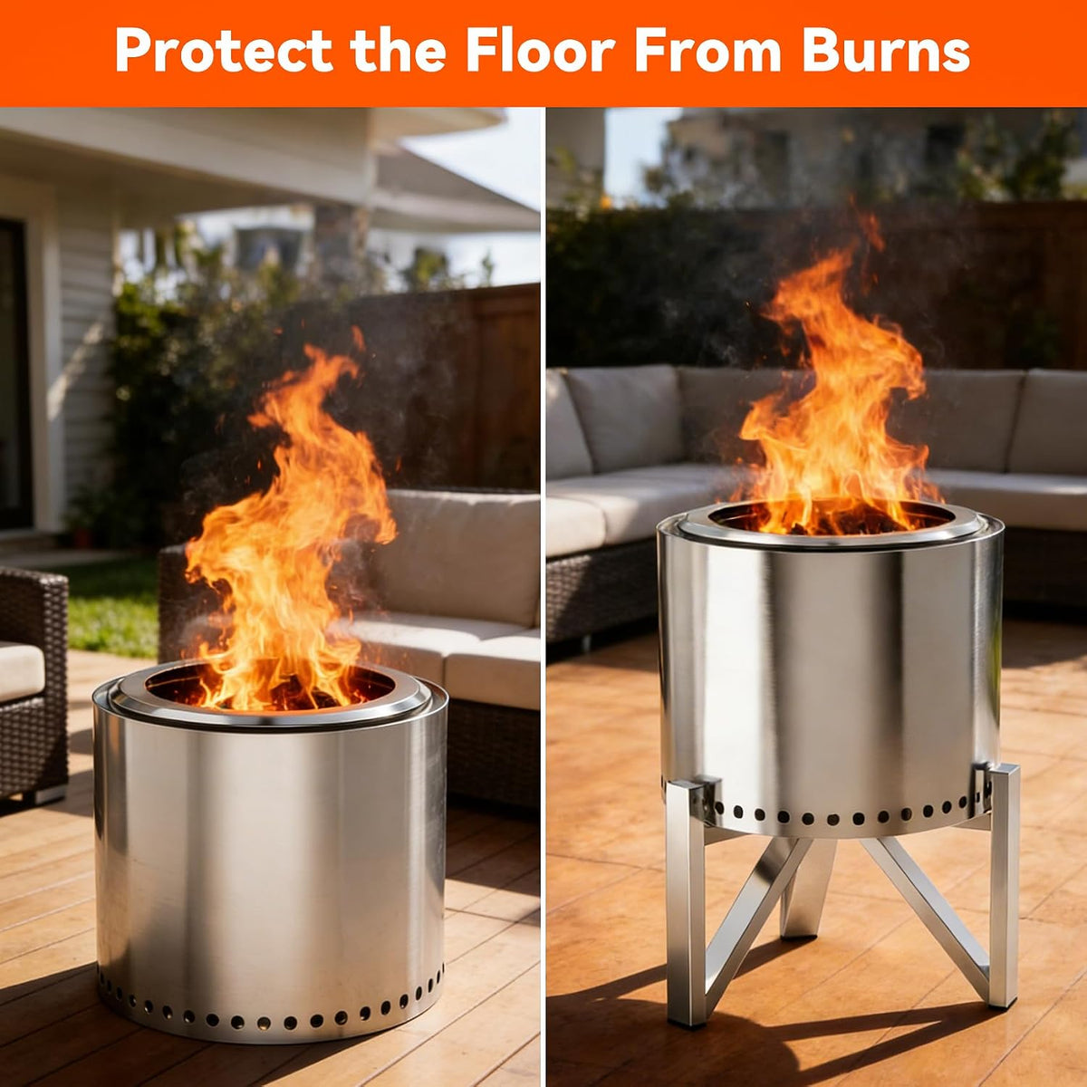 Stainless Steel Fire Pit Support Stand 15" & 19.5"