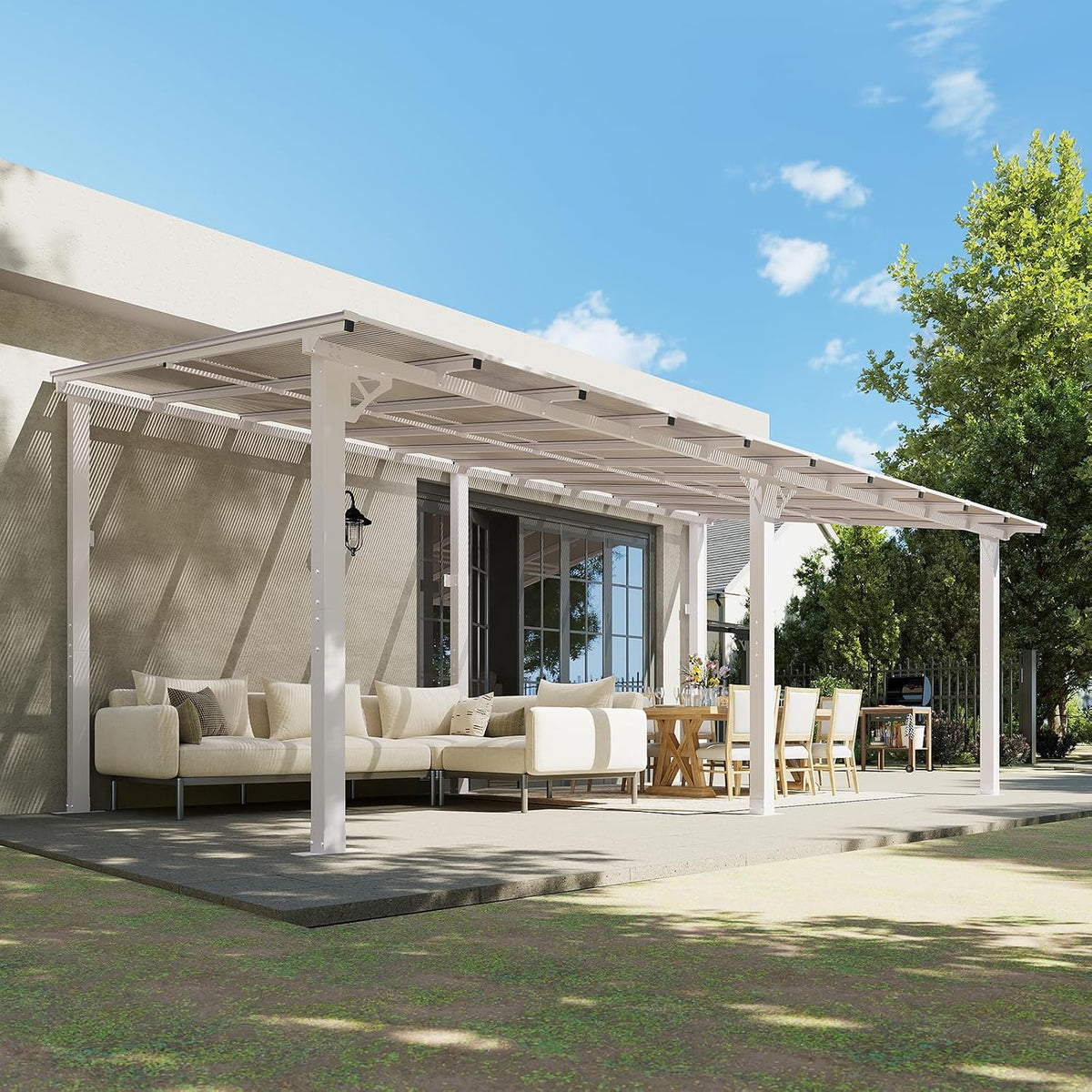 20’×10’ White Sloped‑Roof Patio Gazebo