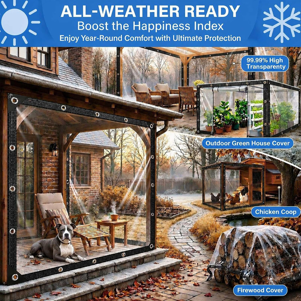 14 Mil Heavy‑Duty Clear Vinyl Tarp with Grommets