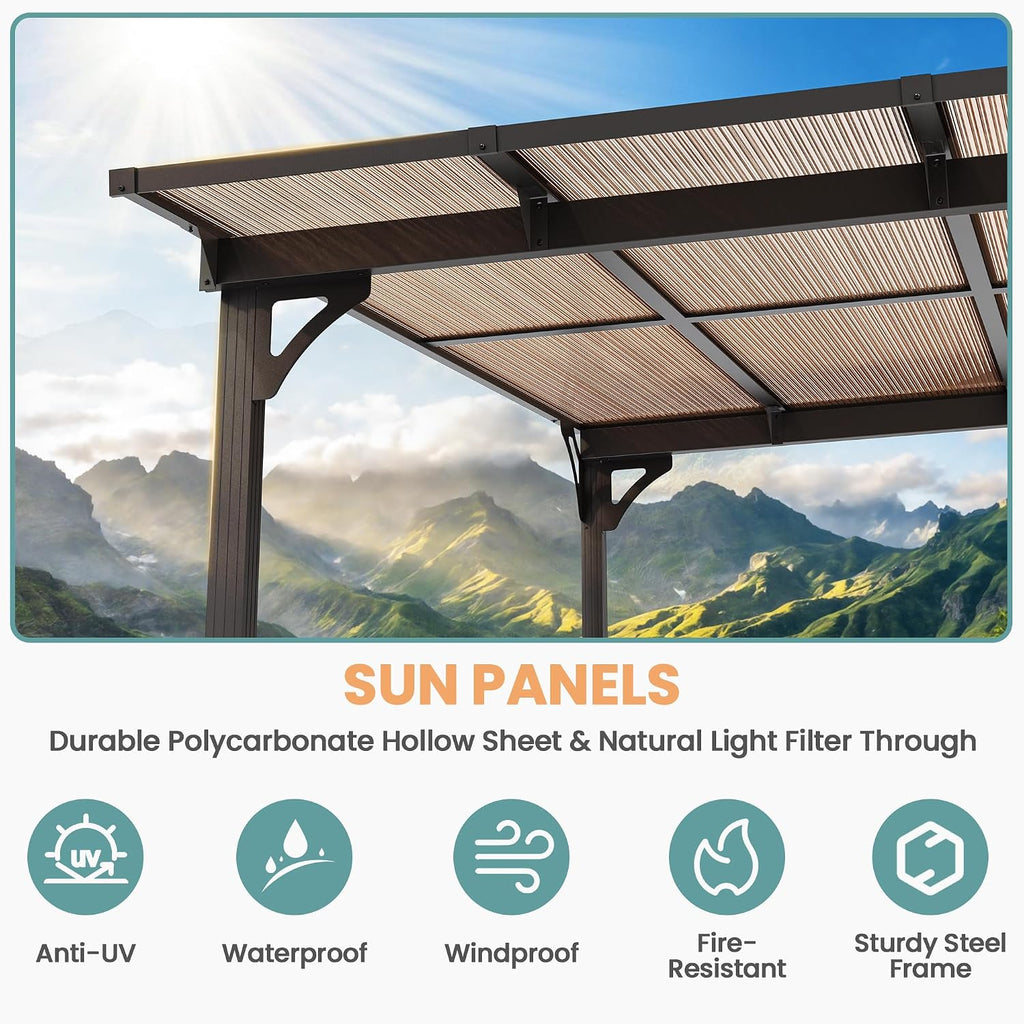 10×10FT Hardtop Wall‑Mounted Lean‑to Gazebo
