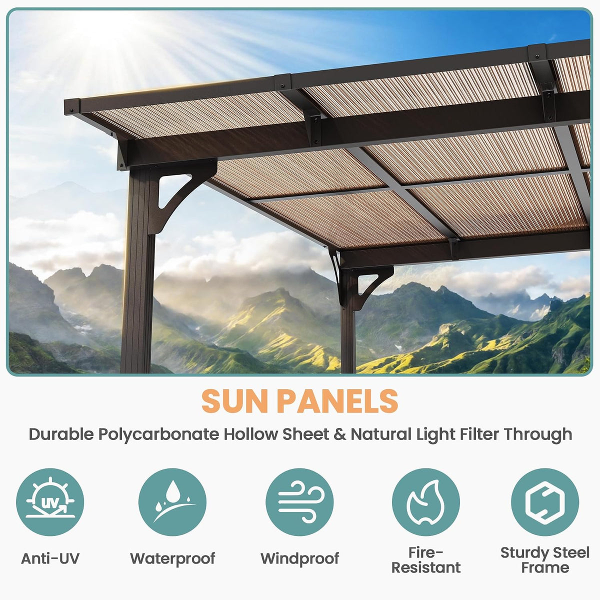 10×10FT Hardtop Wall‑Mounted Lean‑to Gazebo
