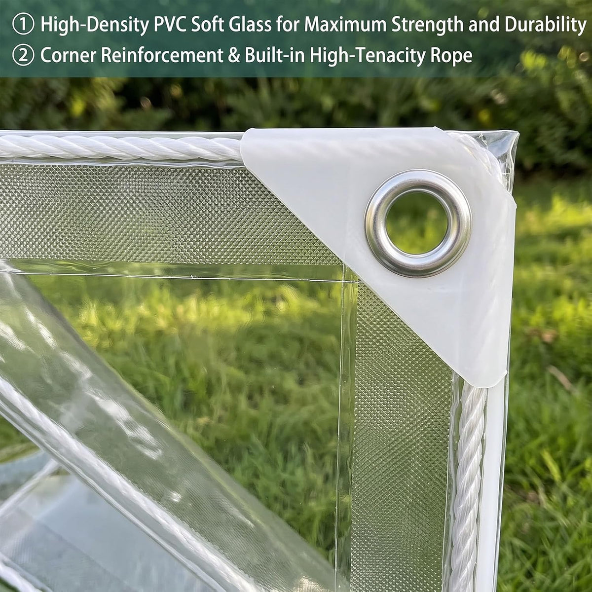 6×8FT 14 Mil Heavy‑Duty PVC Clear Tarp with Grommets