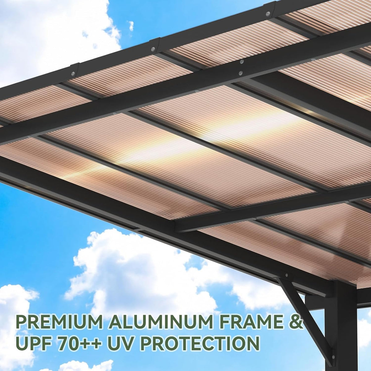 14'×10' Black Freestanding Roofed Pergola