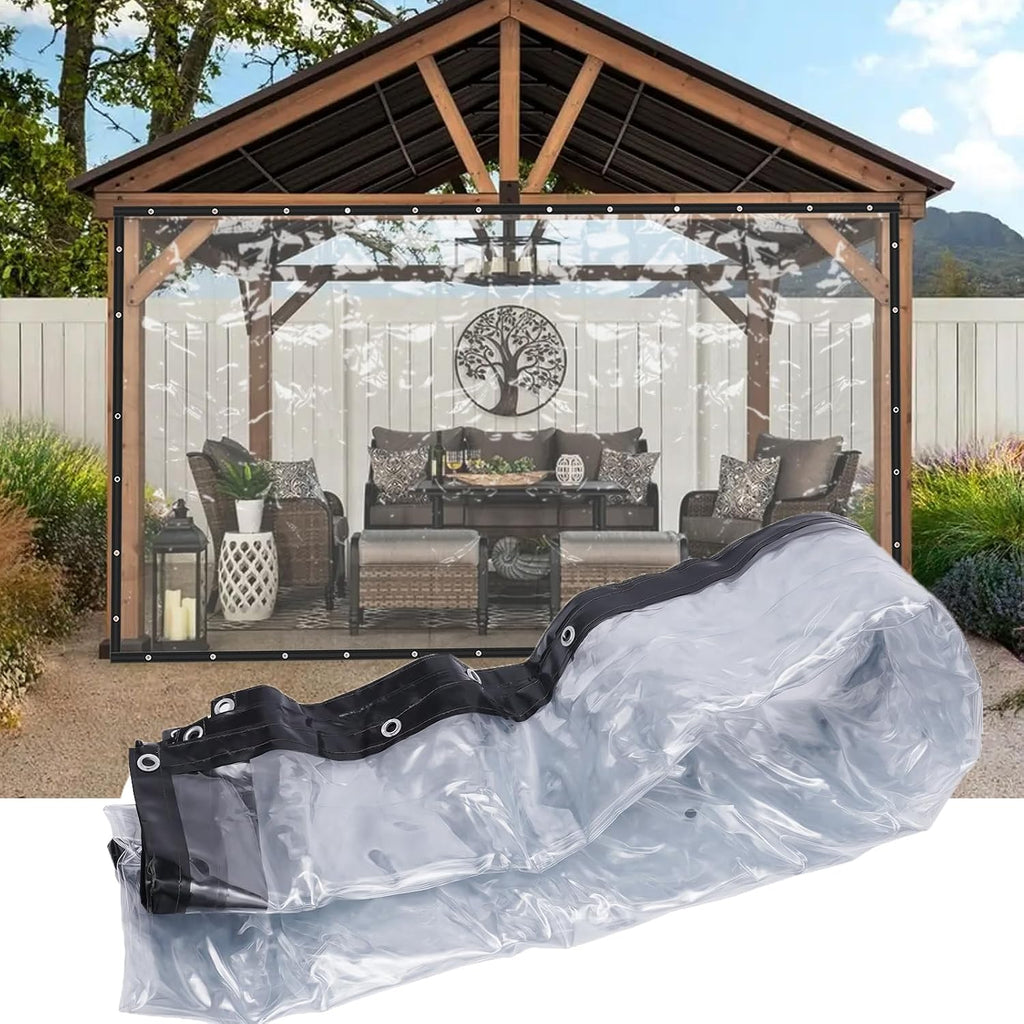 8×20FT Black Roll‑Up Clear Patio Enclosure