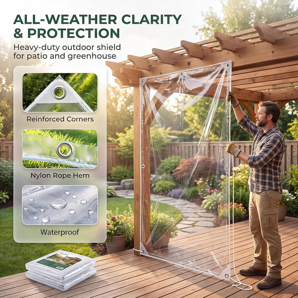 6×8FT 14 Mil Heavy‑Duty PVC Clear Tarp with Grommets