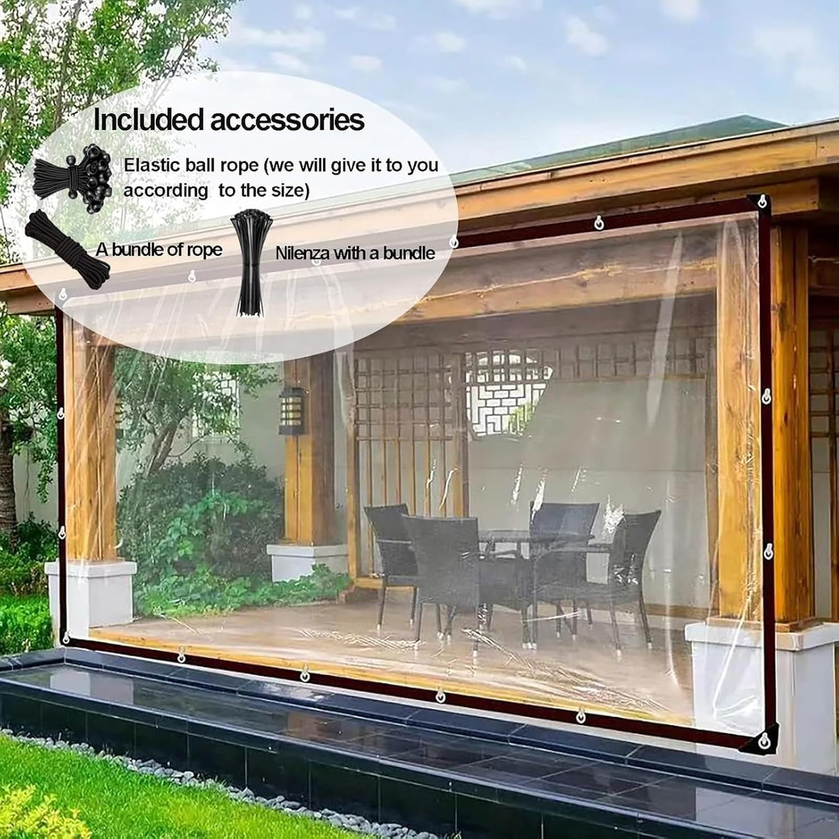 8×13FT Heavy‑Duty Clear Tarp with Grommets