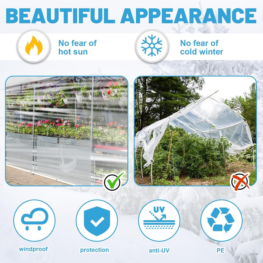 8×10FT 20 Mil Clear Vinyl Tarp with Grommets