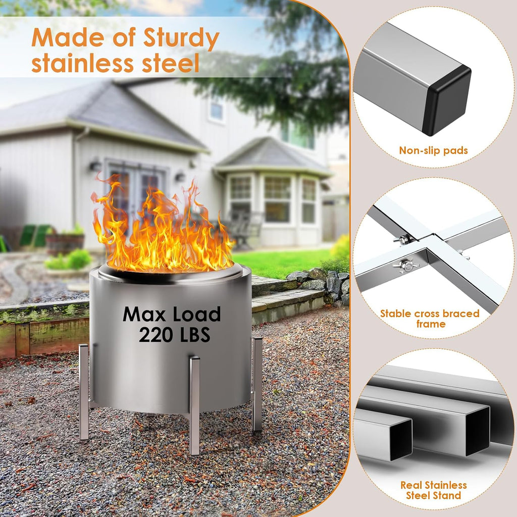 Stainless Steel Adjustable Fire Pit Stand 19‑27 Inch