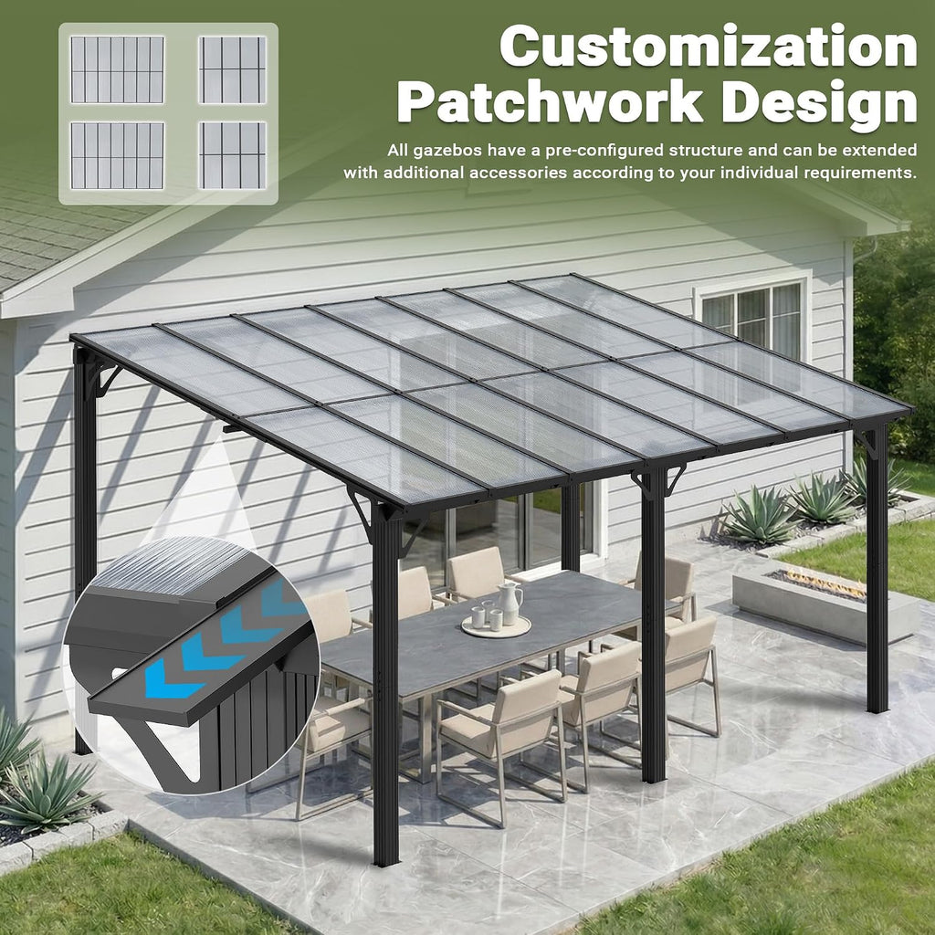10'x14' Lean to Gazebo with Aluminum Frame
