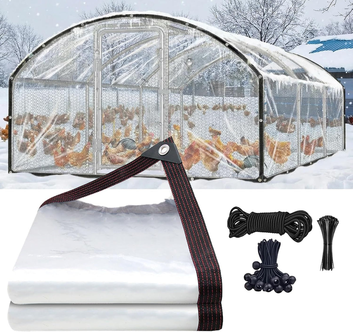 8×13FT Heavy‑Duty Clear Tarp with Grommets