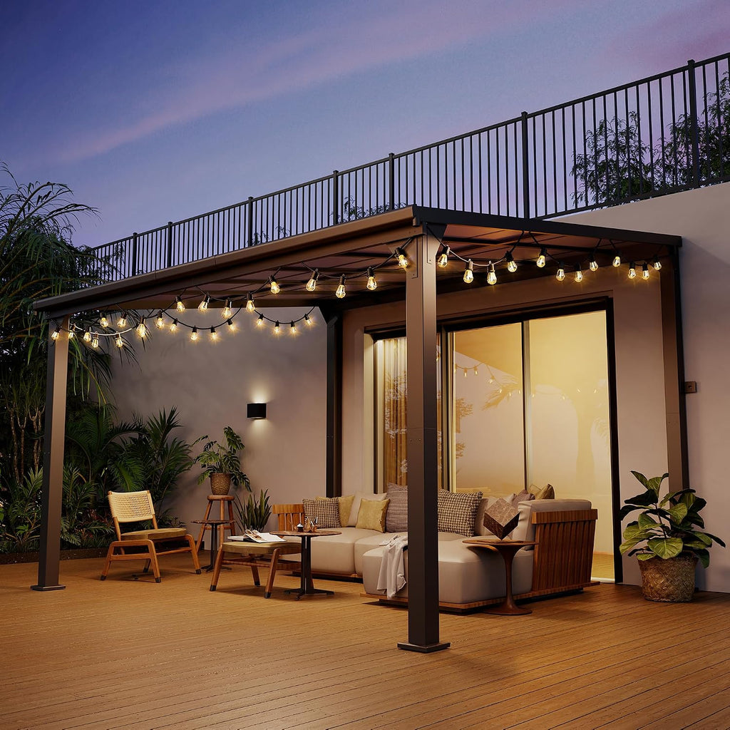 10×12FT Wall‑Mounted Hardtop Lean‑to Pergola