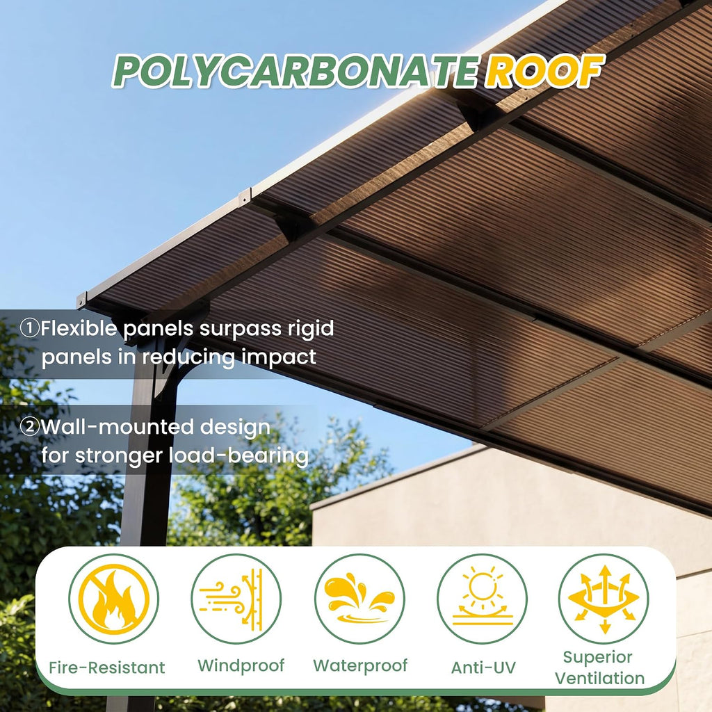 10'×12' Outdoor Lean‑to Gazebo Pergola