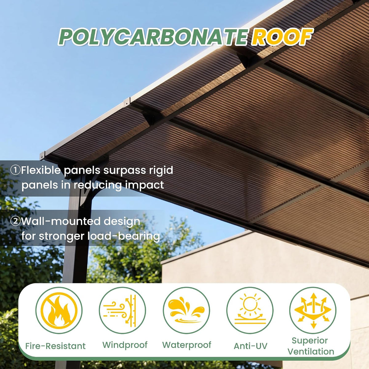 10'×12' Outdoor Lean‑to Gazebo Pergola
