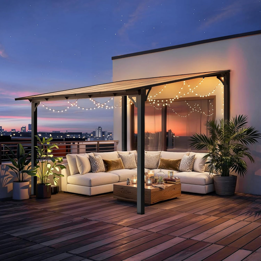 10×10FT Hardtop Wall‑Mounted Lean‑to Gazebo