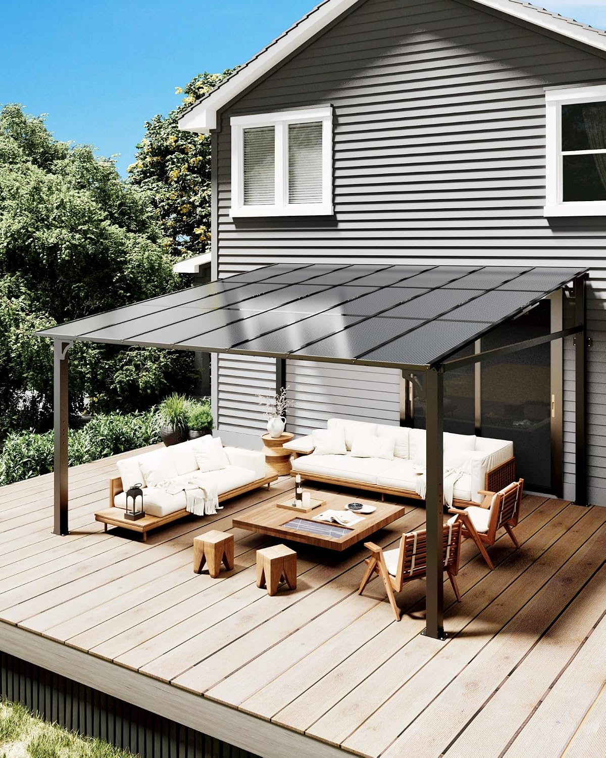 12×14 ft Wall‑Mounted Lean‑to Patio Gazebo