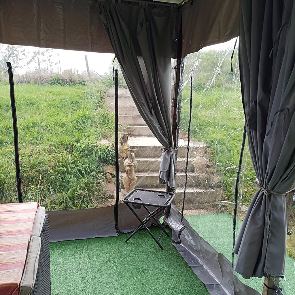 12'×8' Transparent Vinyl Pergola Side Panel with Zipper