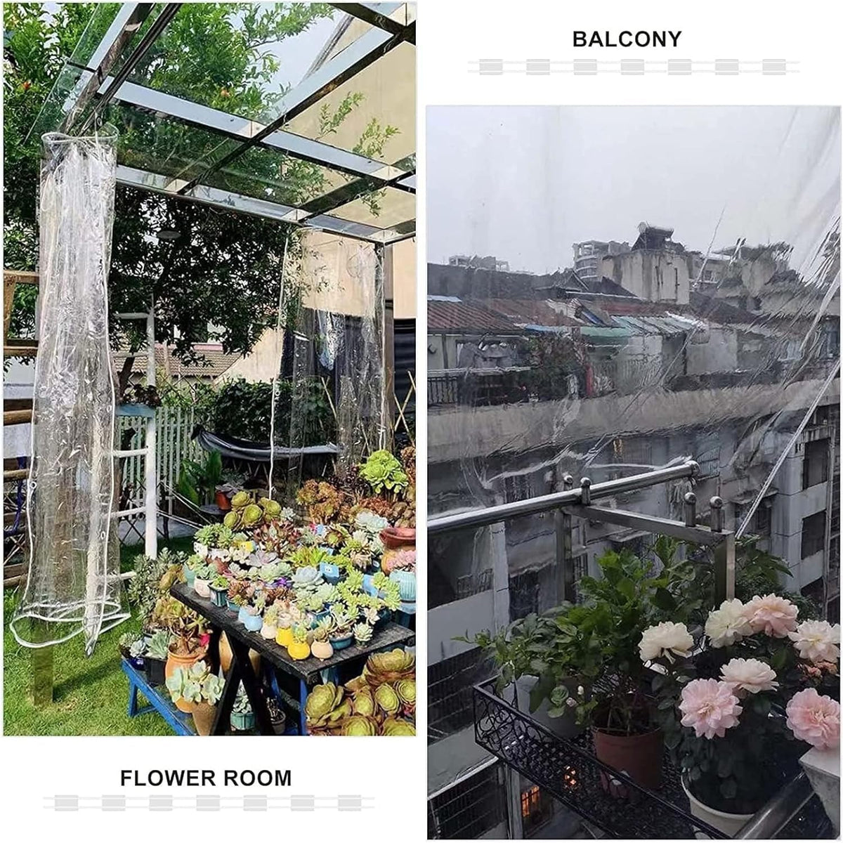 12'×20' Transparent PVC Patio Tarpaulin Curtain