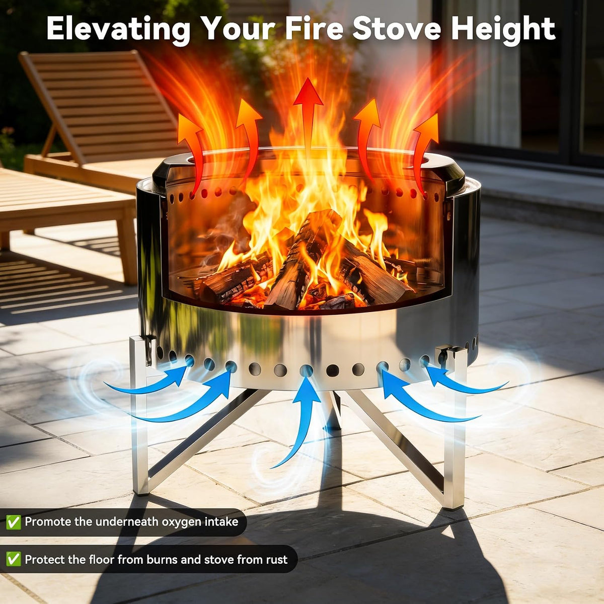 Stainless Steel Fire Pit Support Stand for 27" Yukon