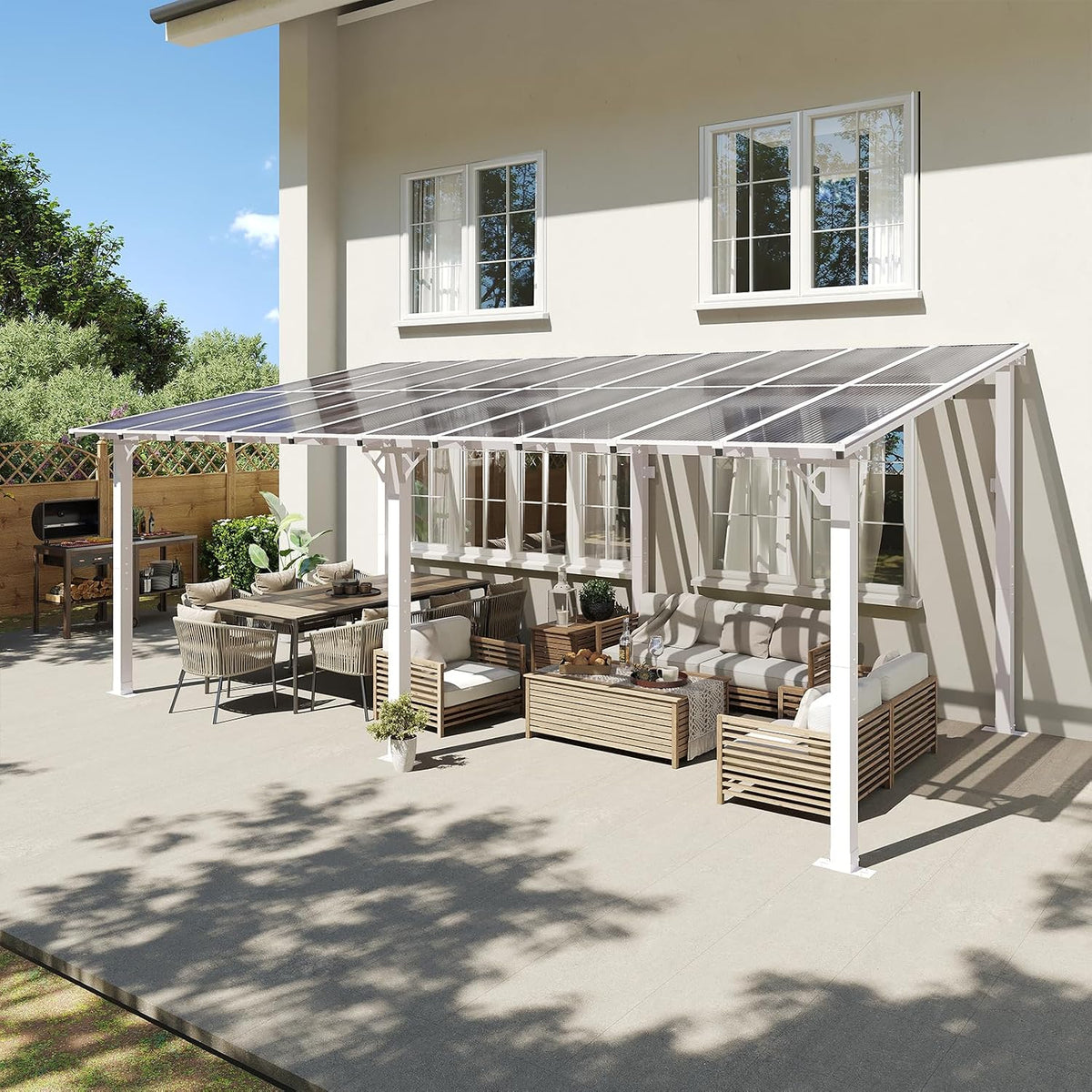 20’×10’ White Sloped‑Roof Patio Gazebo