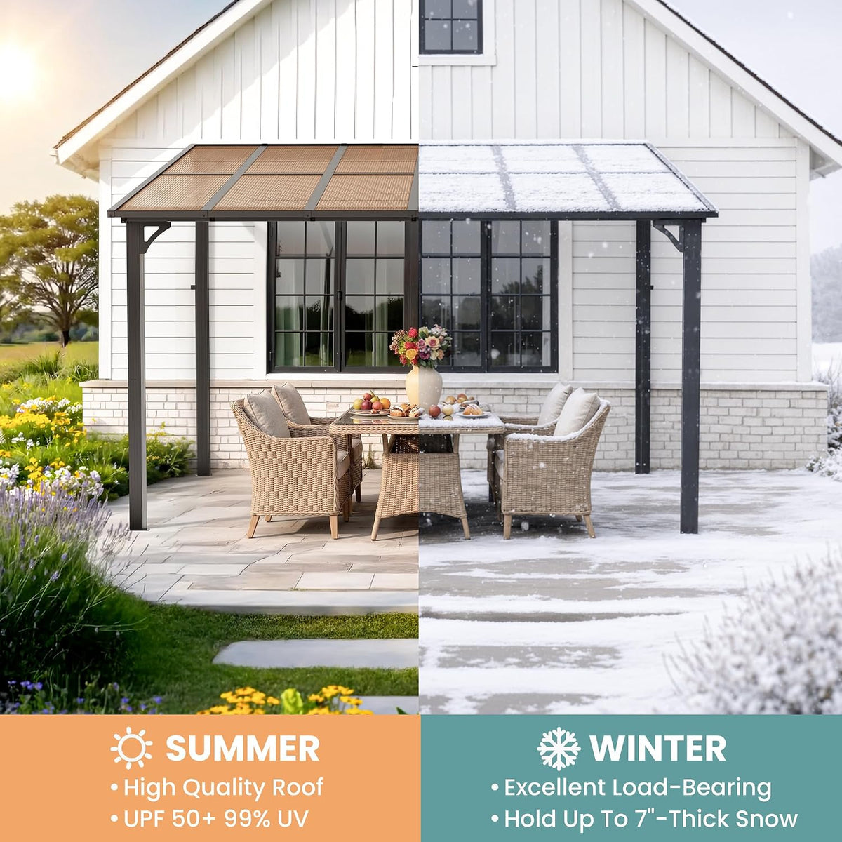 10×10FT Hardtop Wall‑Mounted Lean‑to Gazebo