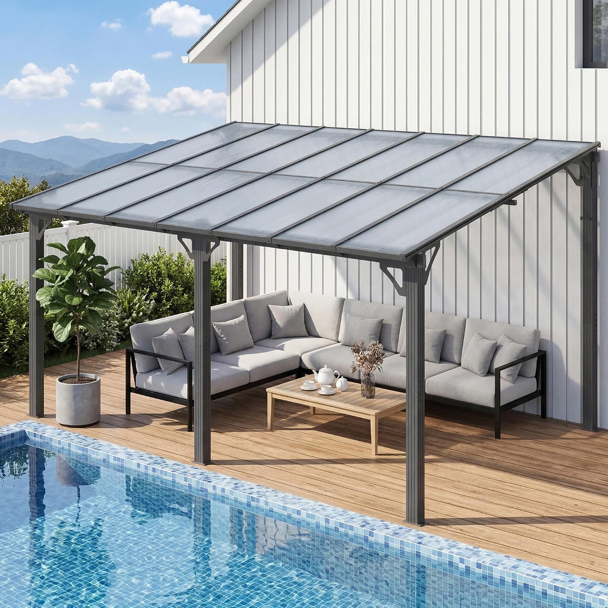 10'x14' Lean to Gazebo with Aluminum Frame