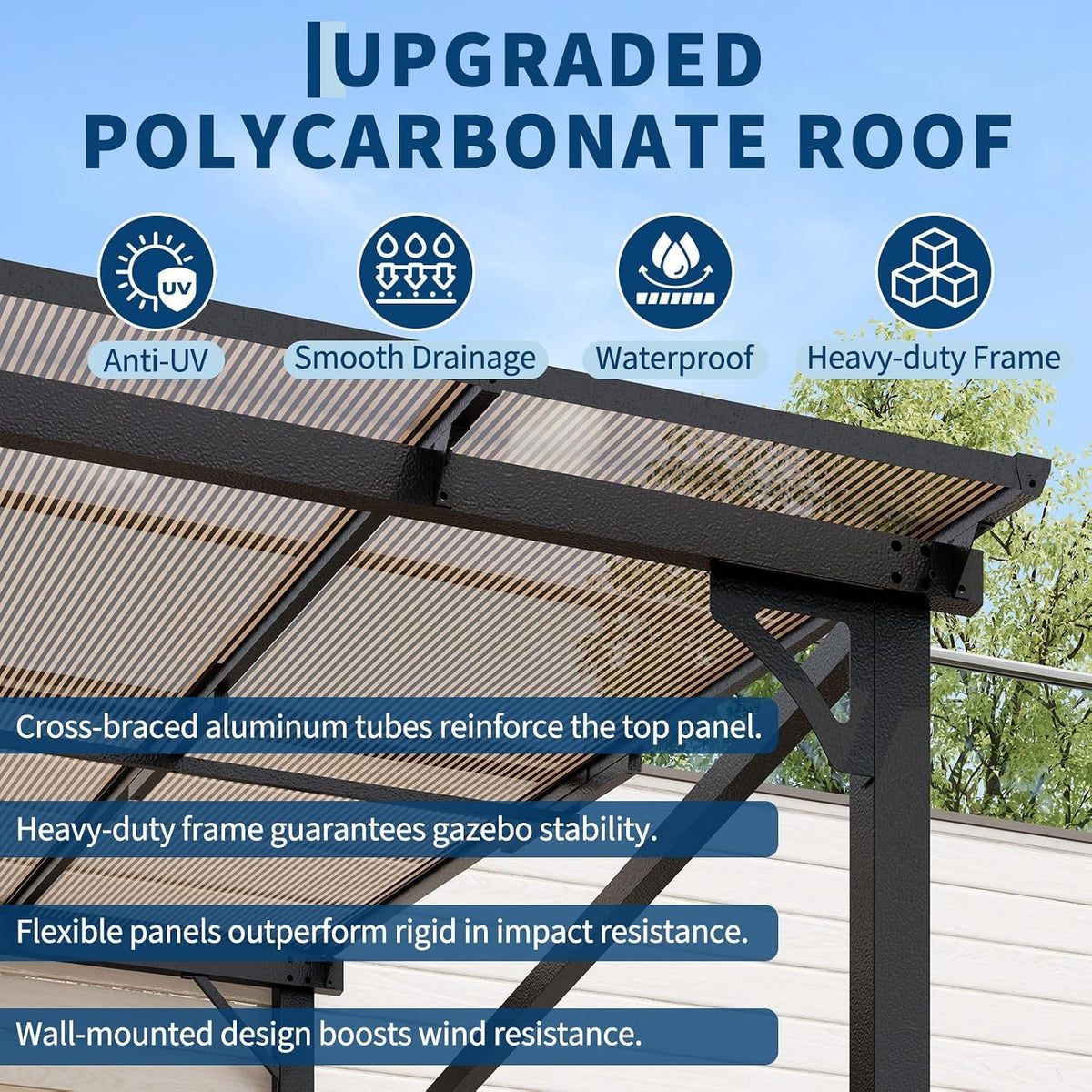 10×10FT Hardtop Wall‑Mounted Lean‑to Gazebo