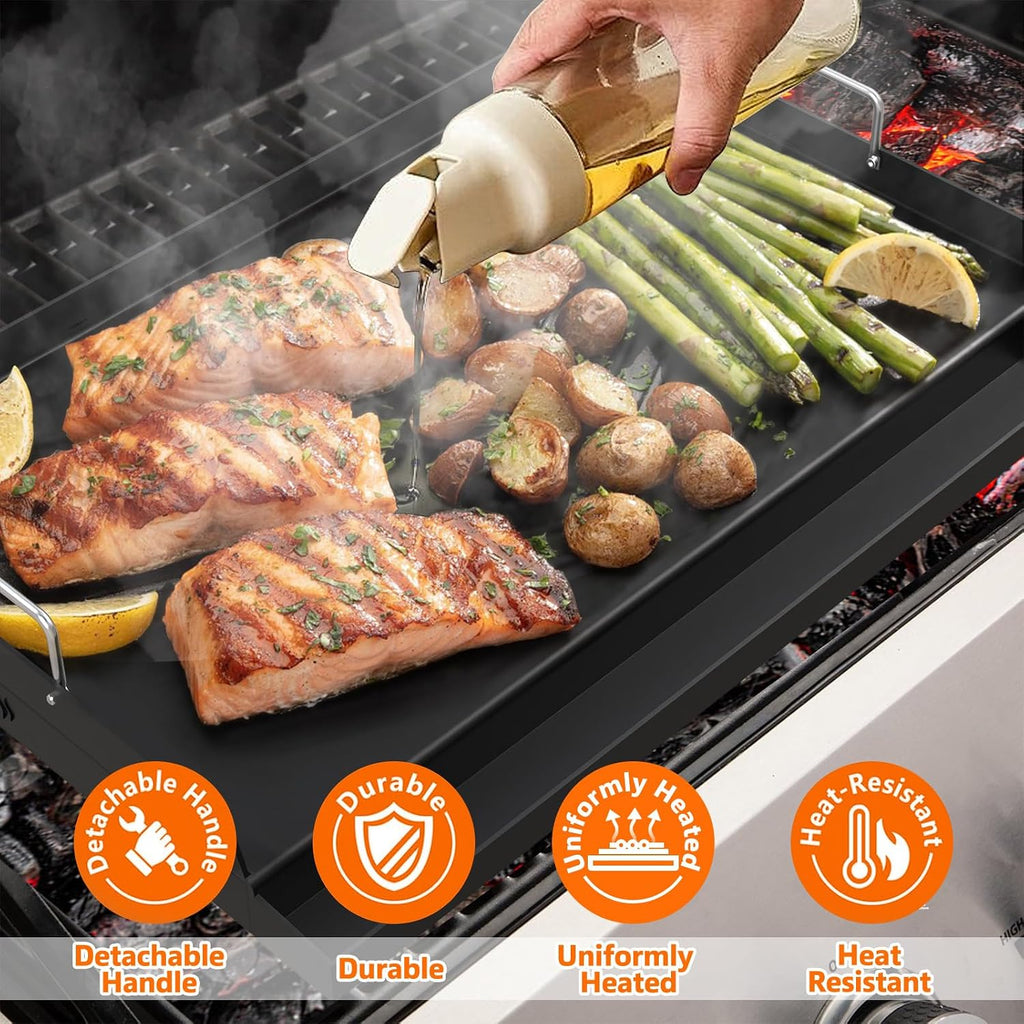 25＂×16＂ Non‑Stick Cast Iron Griddle with Groove