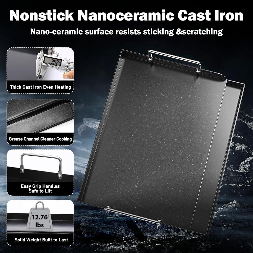 17 x 13 Inch Cast Iron NanoCeramic Griddle