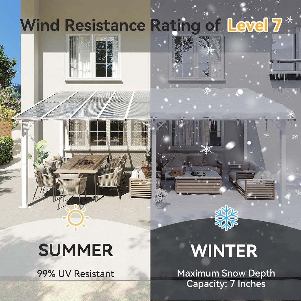 20’×10’ White Sloped‑Roof Patio Gazebo