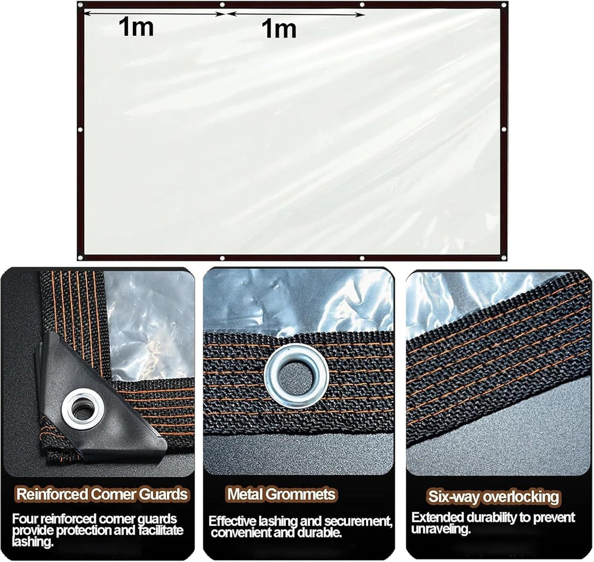 8×13FT Heavy‑Duty Clear Tarp with Grommets
