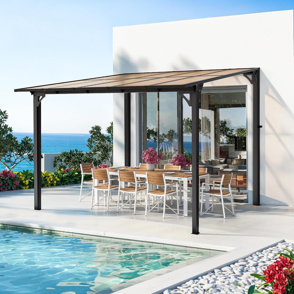 10×10FT Hardtop Wall‑Mounted Lean‑to Gazebo