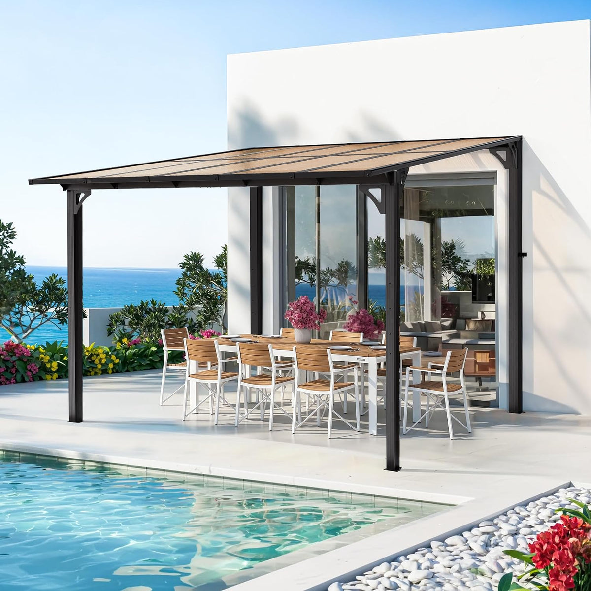 10×10FT Hardtop Wall‑Mounted Lean‑to Gazebo